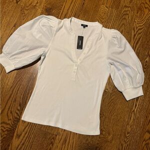 Women’s button down Henley with embellished sleeves